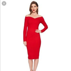 1960s Red Long Sleeved Wiggle Dress